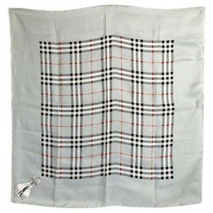 Burberry Blue Red Nova Check Plaid Silk Scarf
